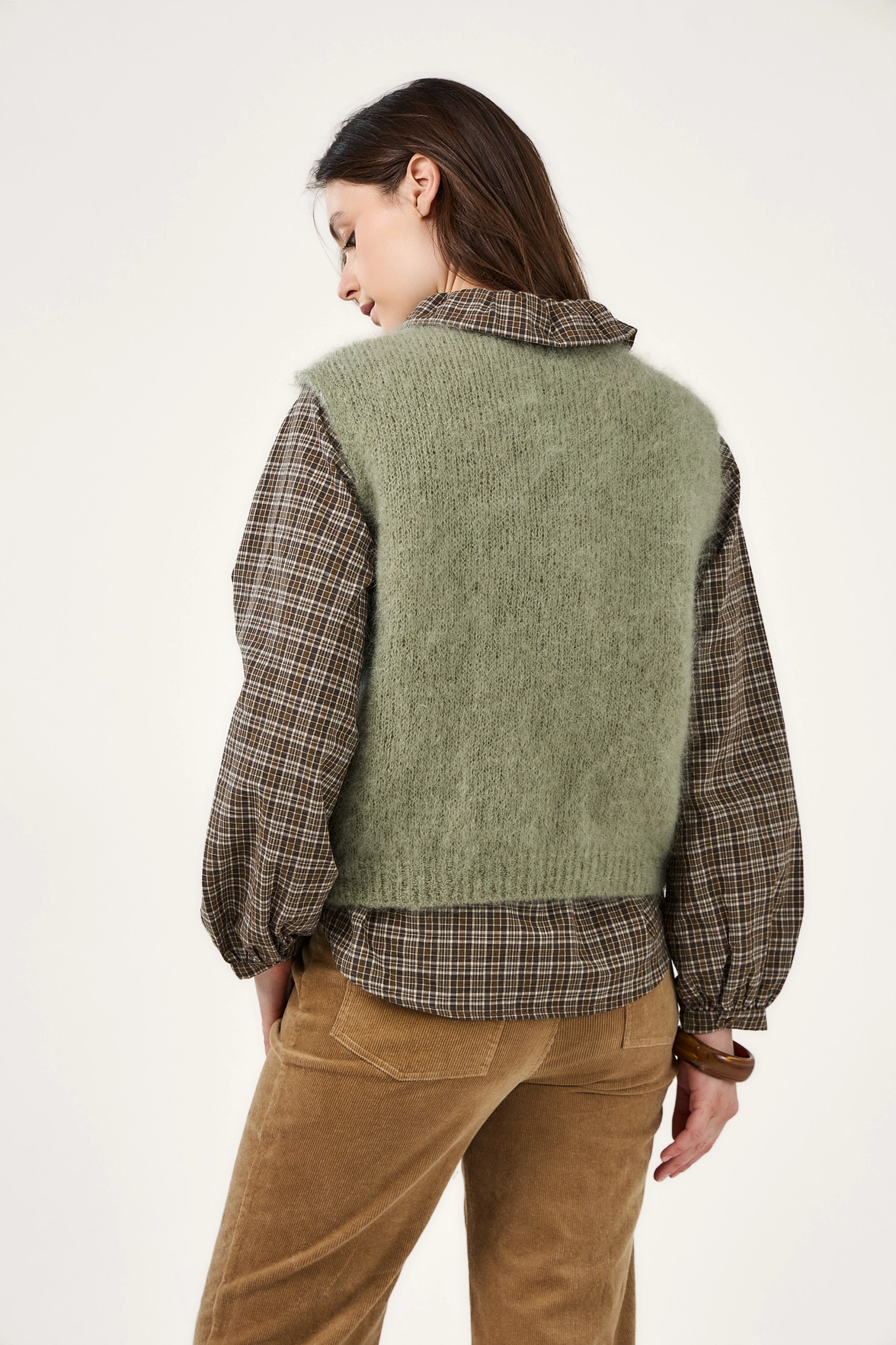 Calie Paris Alpaka-Mischung Pullunder Olive