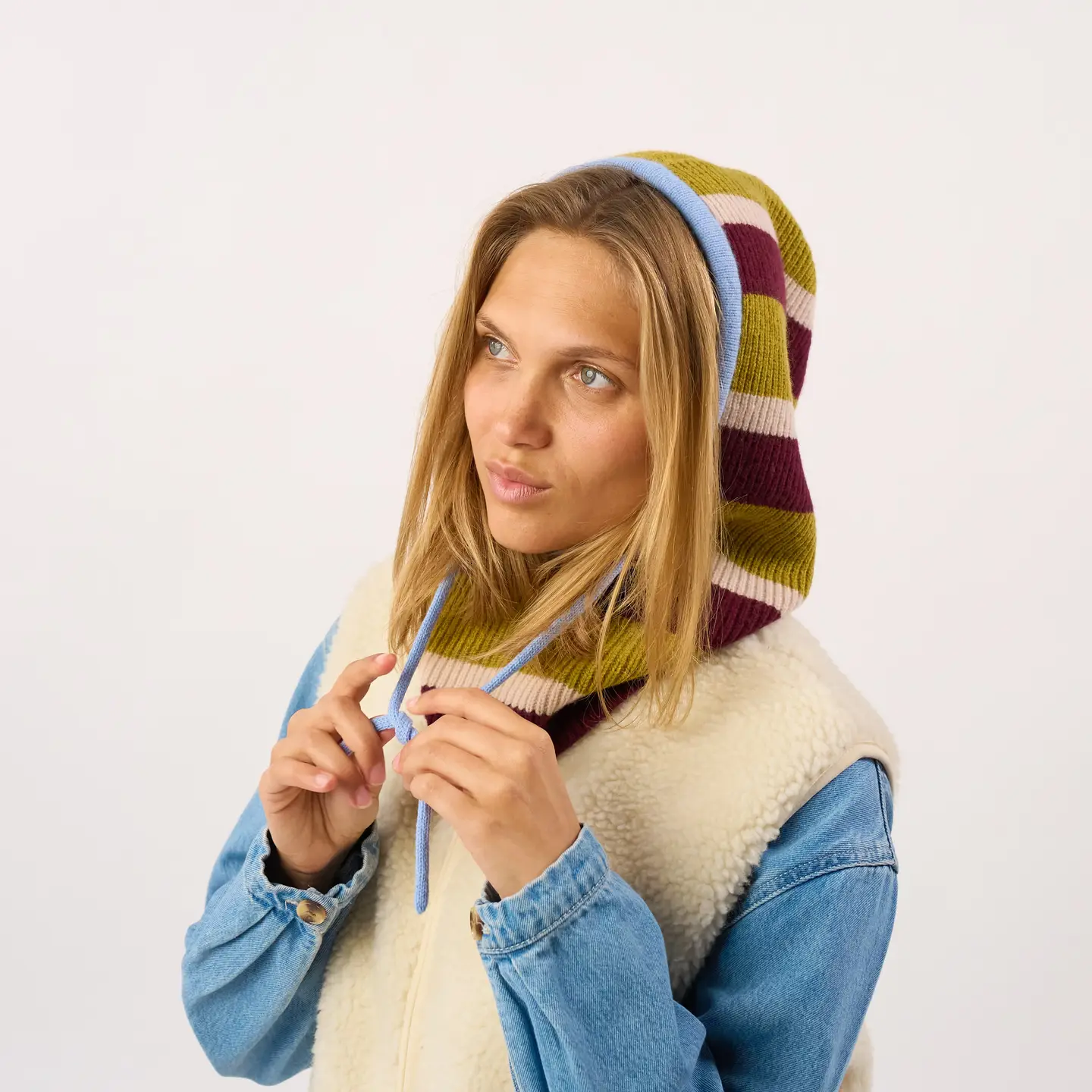 BILLYBELT Balaclava Gestreift Olive Weinrot