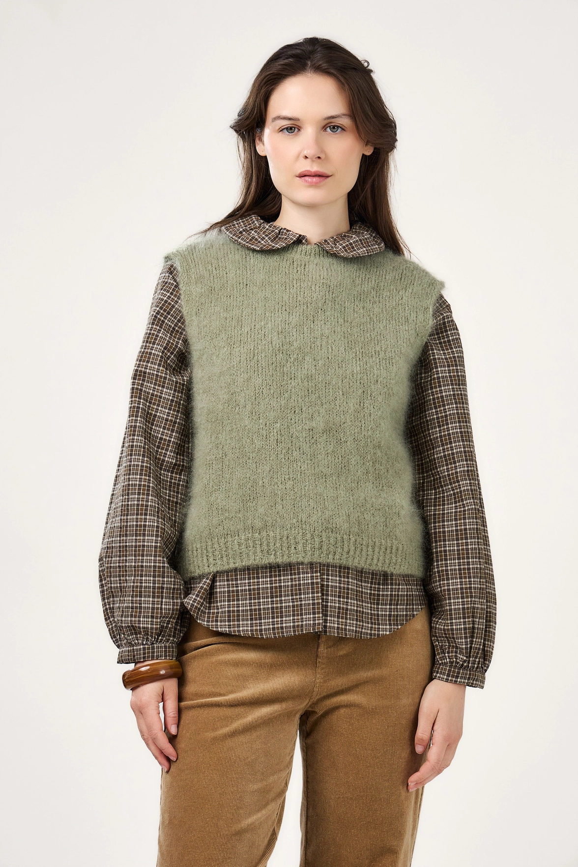 Calie Paris Alpaka-Mischung Pullunder Olive