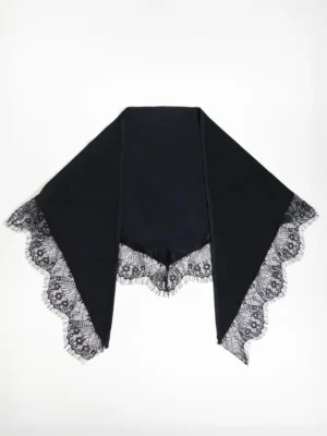24 Colours Schal Schwarz mit Spitze