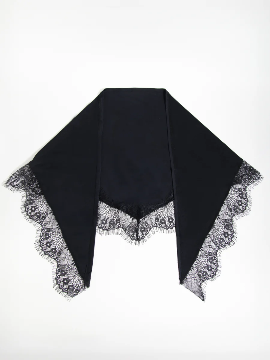 24 Colours Schal Schwarz mit Spitze