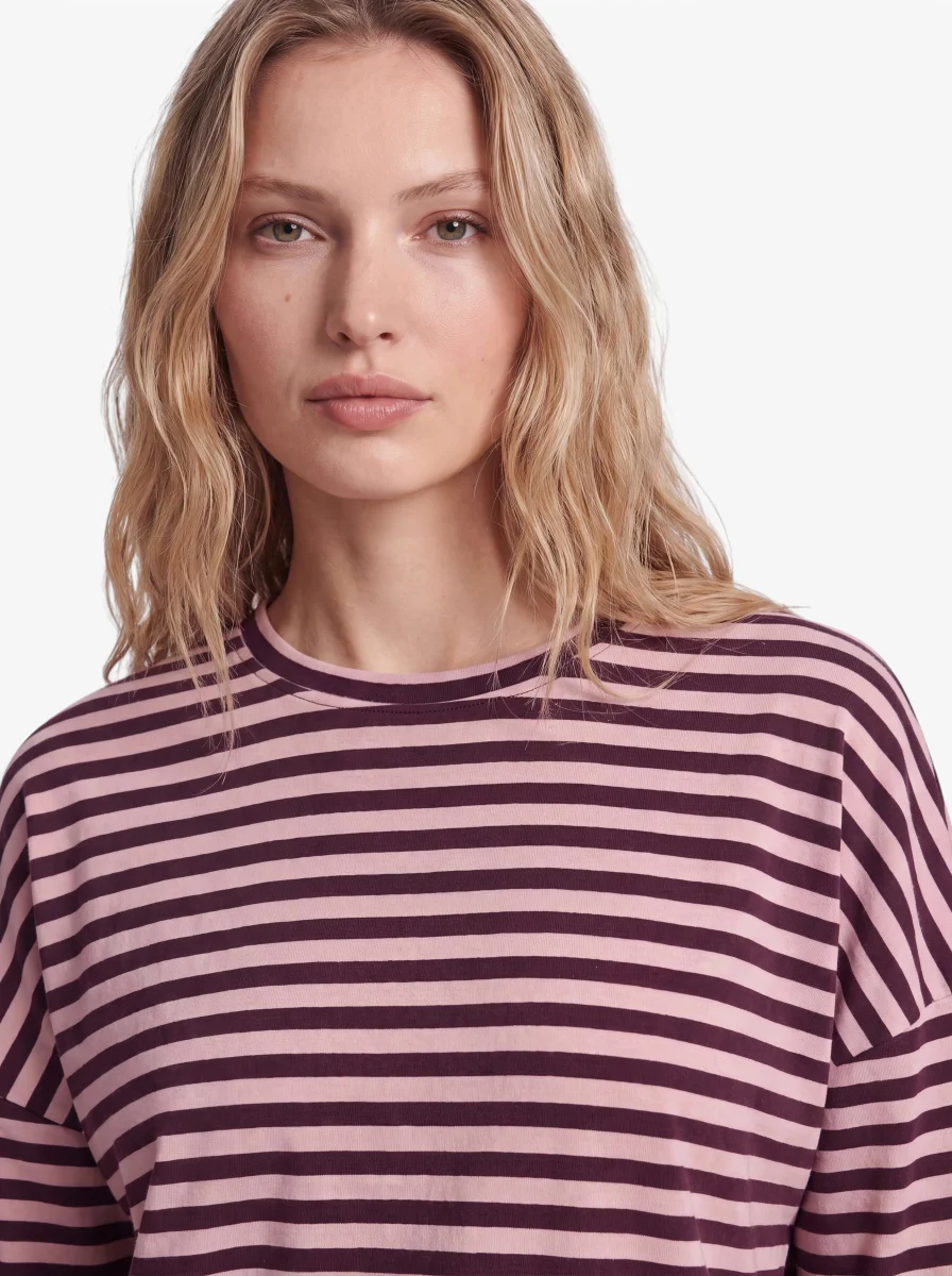 24 Colours Langarmshirt Baun Rosa Gestreift
