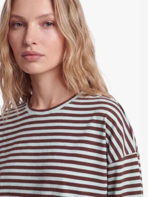 24 Colours Langarmshirt Blau Braun Gestreift