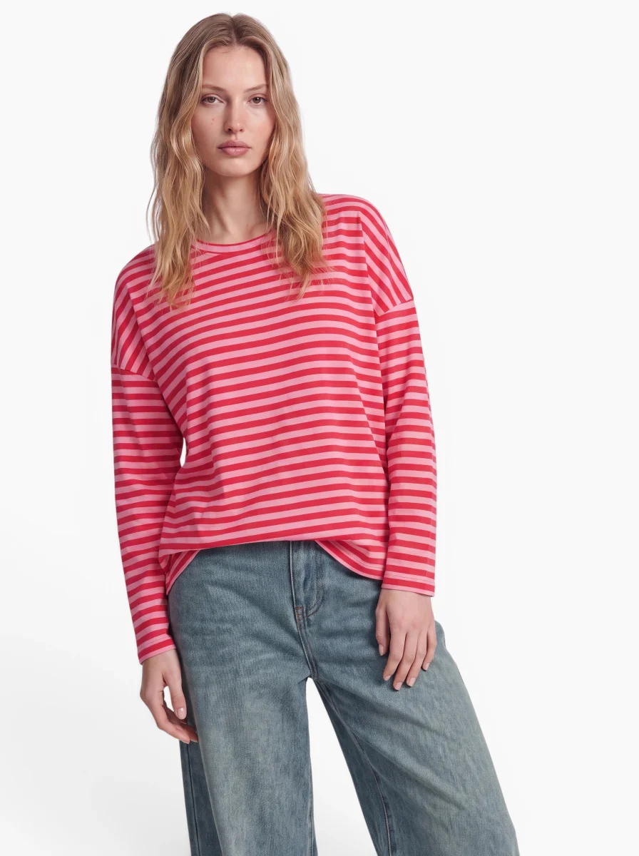 24 Colours Langarmshirt Pink Rosa Gestreift