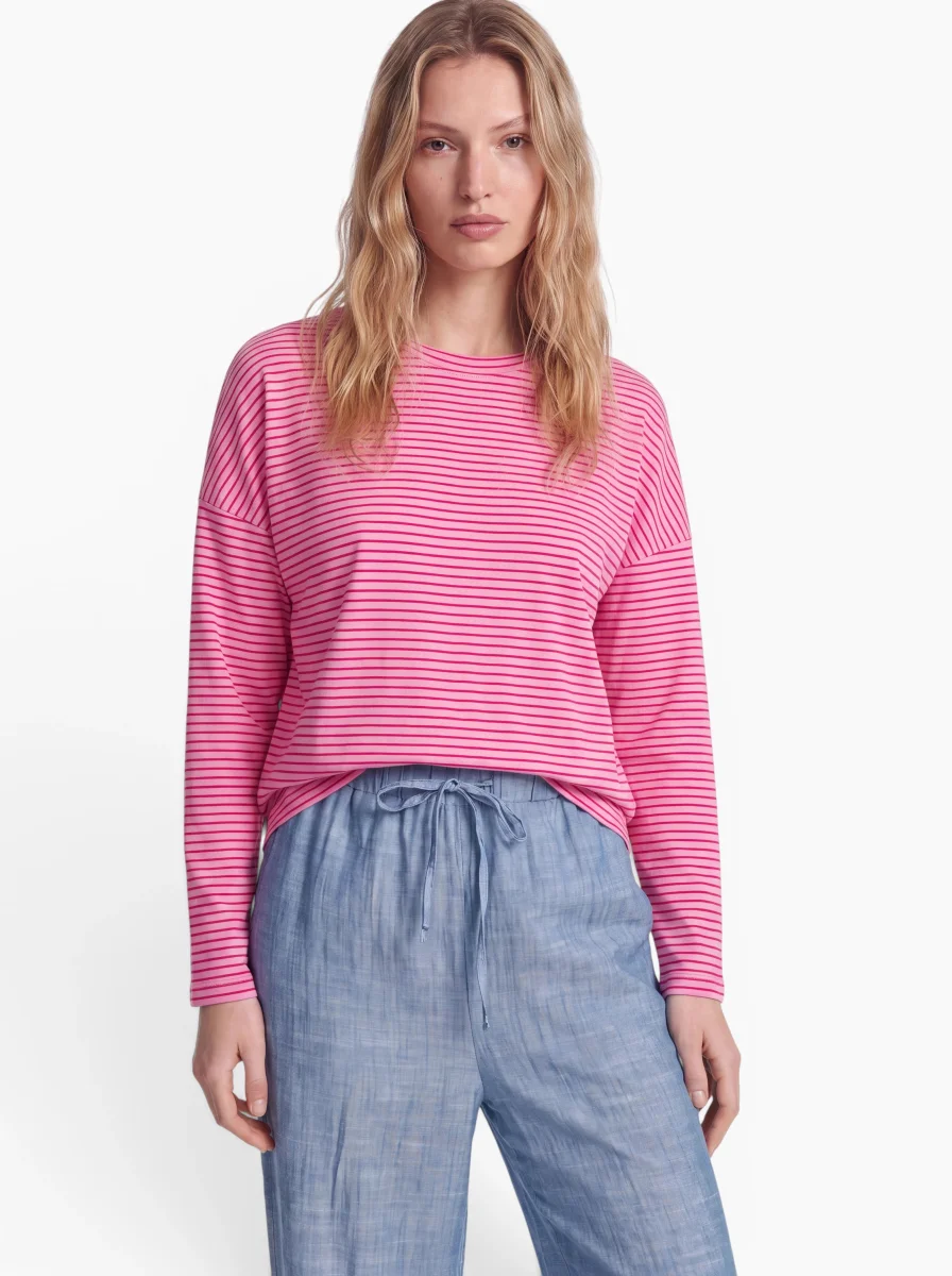 24 Colours Langarmshirt Pink Rosa Gestreift