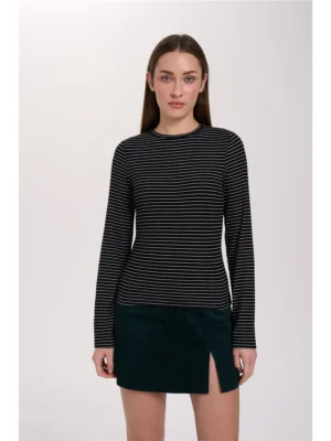 24 Colours Langarmshirt Schwarz Gestreift