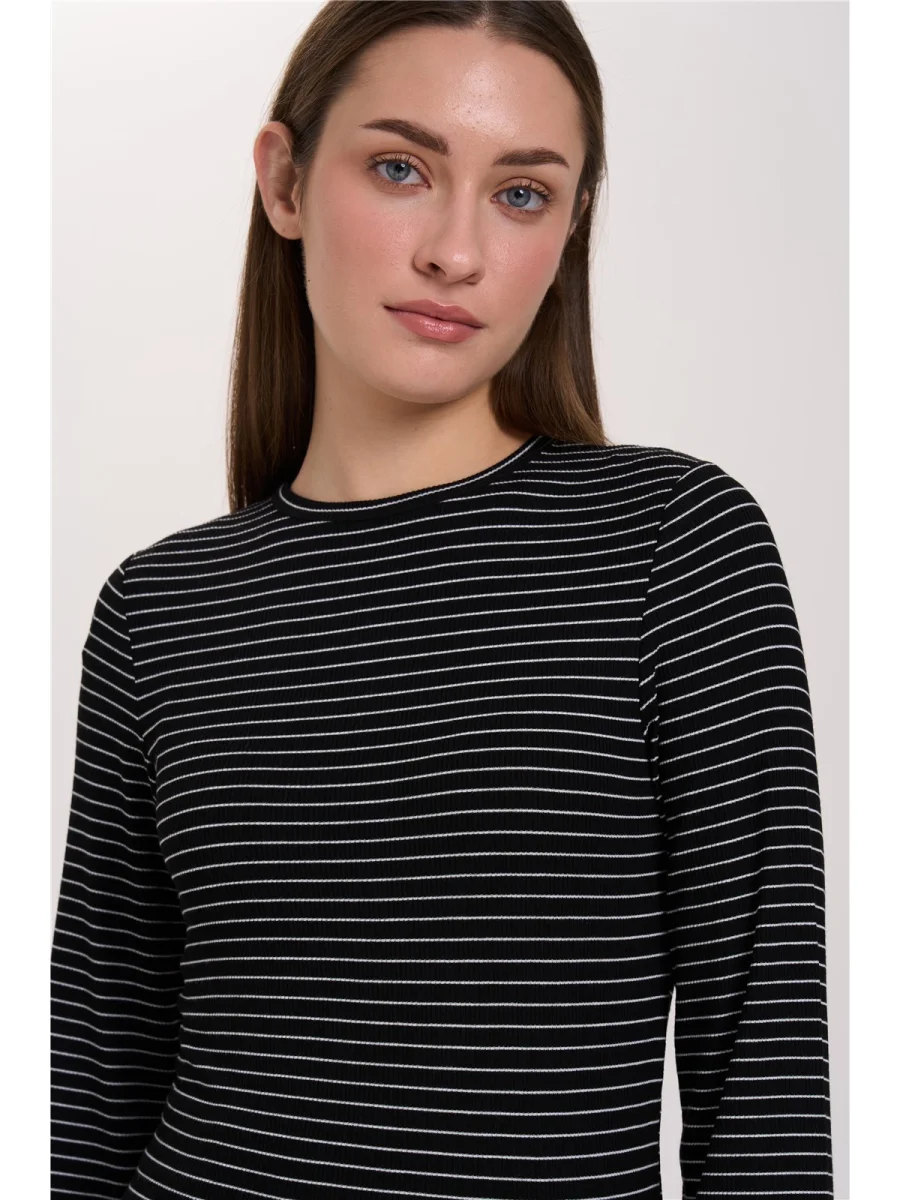 24 Colours Langarmshirt Schwarz Gestreift 24 Colours Langarmshirt Schwarz Gestreift