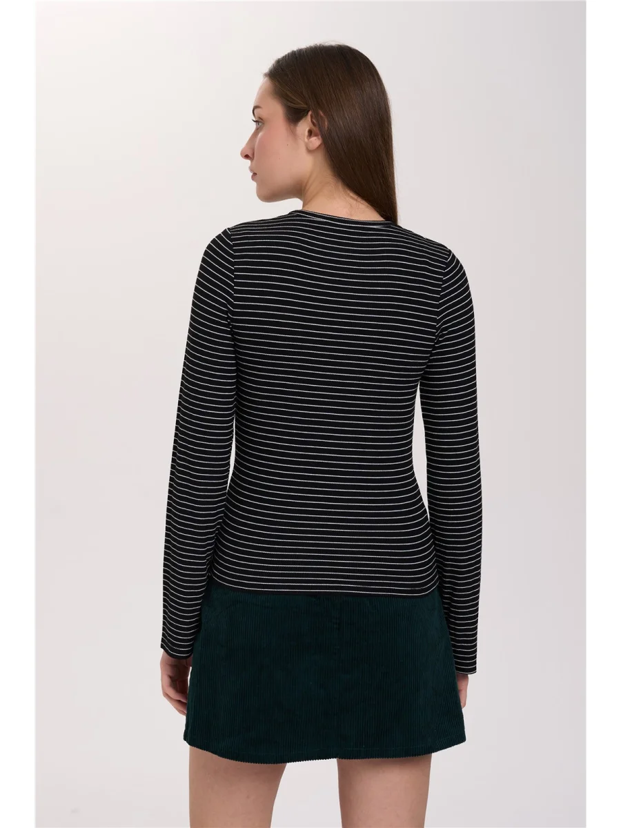 24 Colours Langarmshirt Schwarz Gestreift