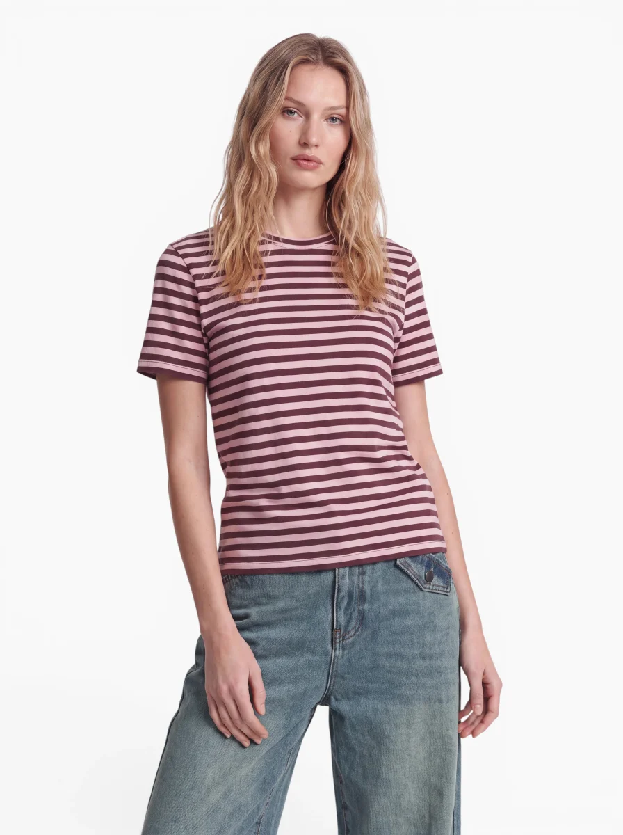 24 Colours T-Shirt Braun Rosa Gestreift