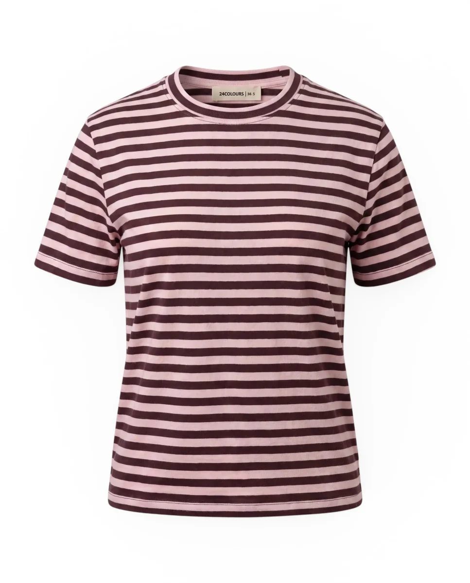 24 Colours T-Shirt Braun Rosa Gestreift