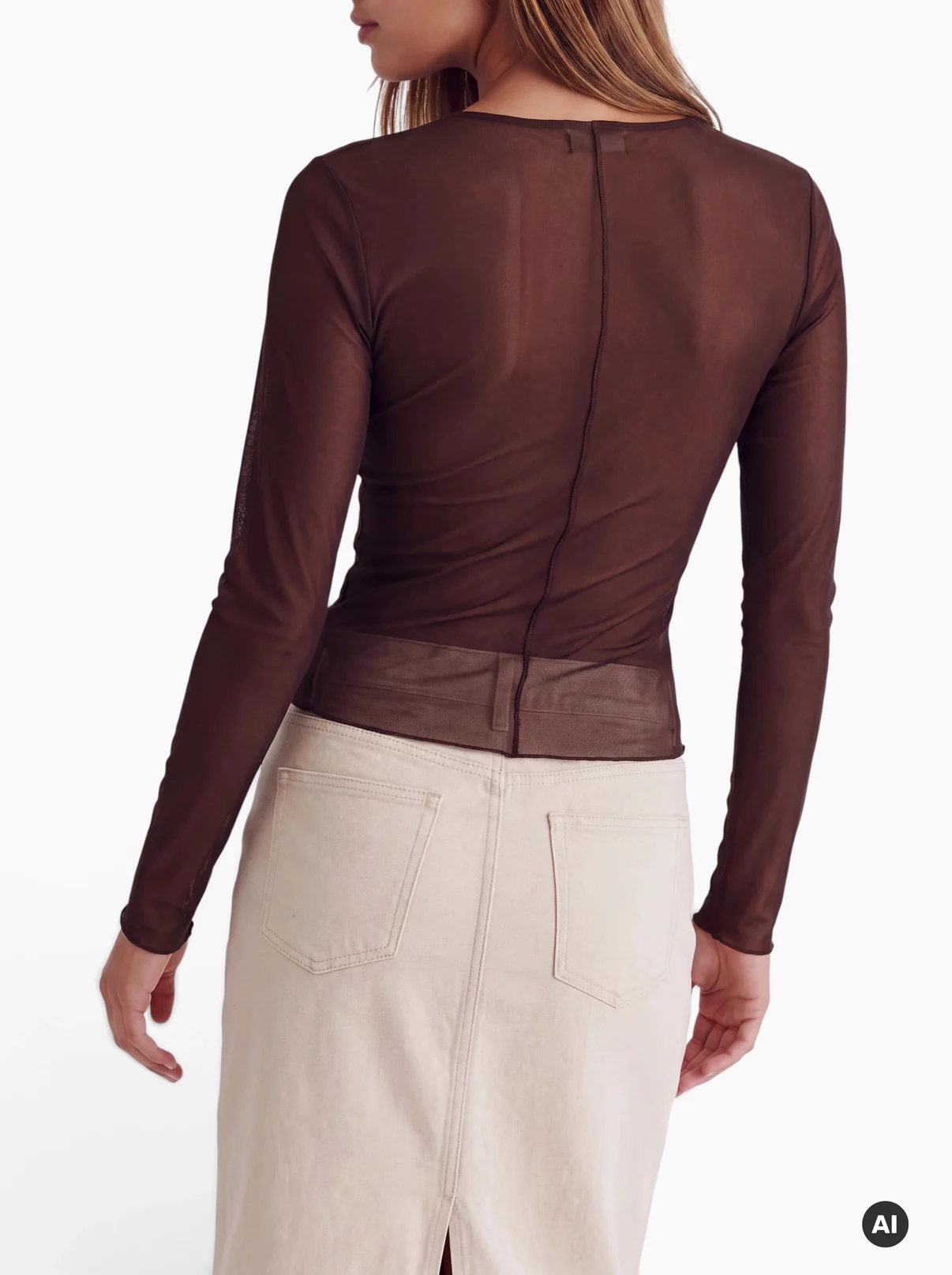 24 Colours Langarmshirt durchsichtig deep chocolate brown