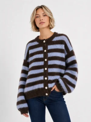 Afinity Strickjacke Gestreift Choco Lila