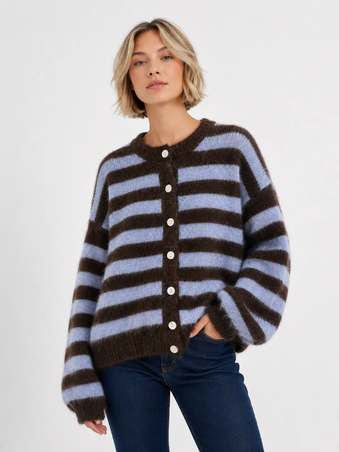 Afinity Strickjacke Gestreift Choco Lila