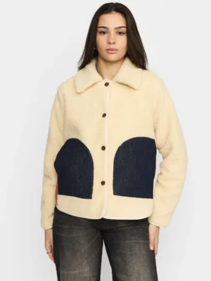 Selfhood Teddyjacke Block Offwhite Rot