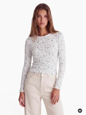 24 Colours Langarmshirt mit floralem Muster weiß