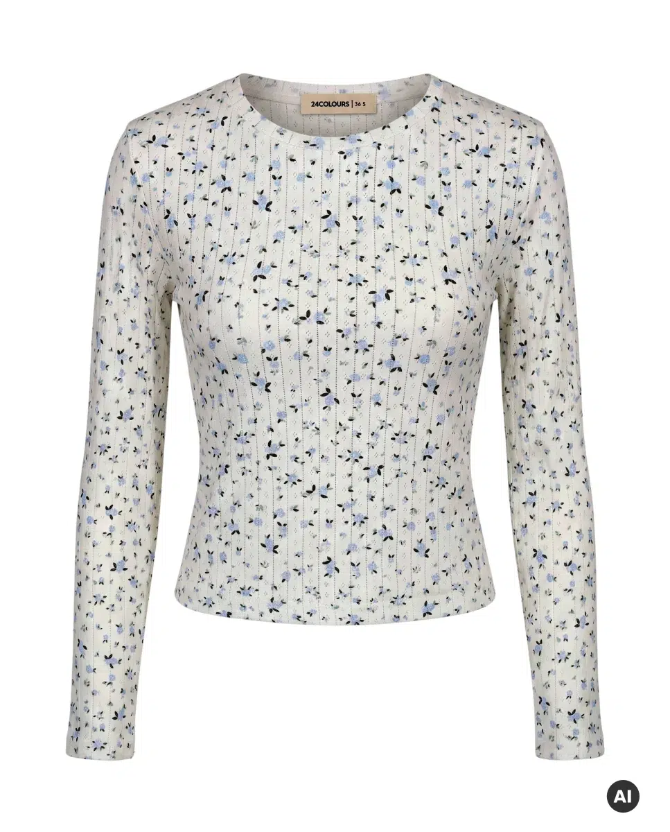 24 Colours Langarmshirt mit floralem Muster weiß